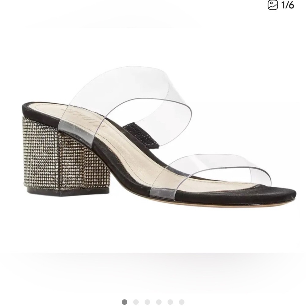 SCHUTZ Transparent and Black Block Heel Sandals